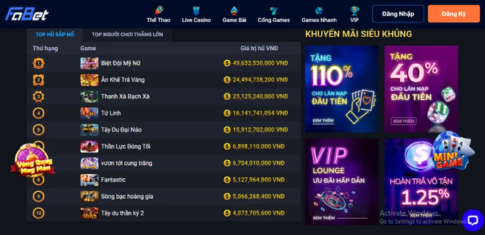 Đặt cược và quay slot f8bet chính thức